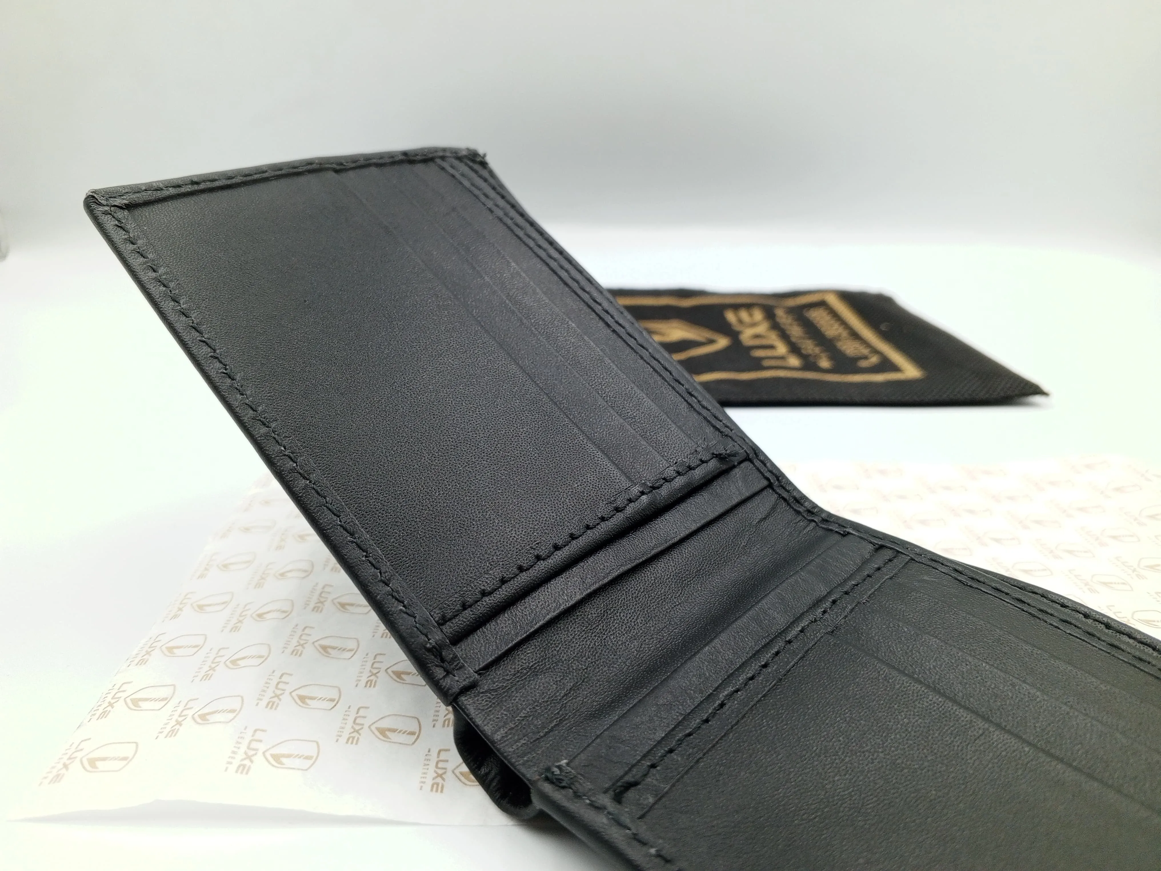LuxeLeather Analin Cow Leather Wallet - Black | 6 Card Holders, 4 Secret Compartments, 2 Cash Compartments | LLBF03