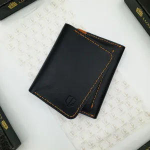 LuxeLeather Handmade Cow Leather Card Holder - Black | LLCH01