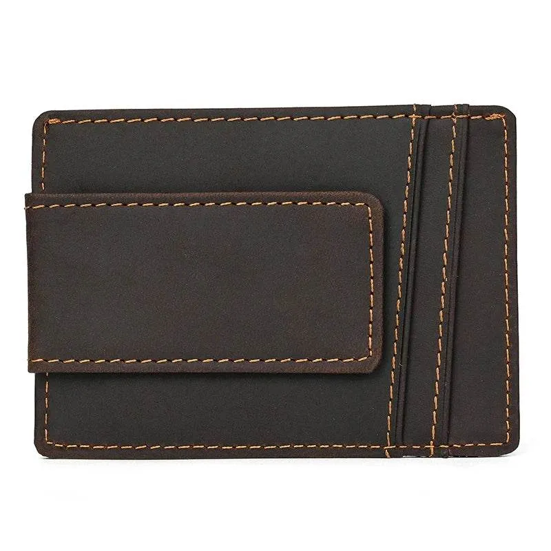 Luxury Genuine Leather Card Holder Money Clip Purse Wallet