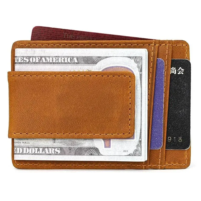 Luxury Genuine Leather Card Holder Money Clip Purse Wallet