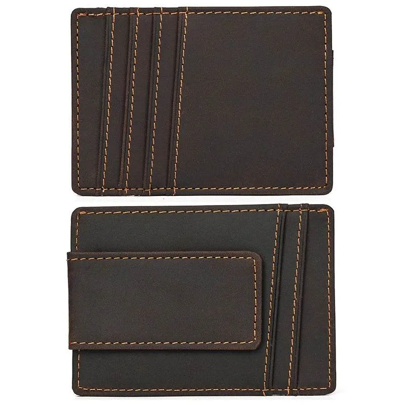Luxury Genuine Leather Card Holder Money Clip Purse Wallet