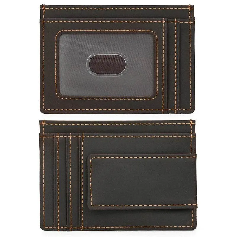 Luxury Genuine Leather Card Holder Money Clip Purse Wallet