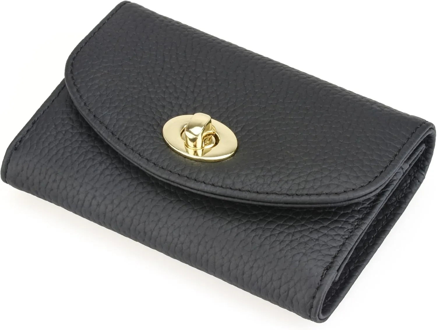 Luxury Quilted Leather Card Holder Credit Card Holder Small Compact Wallet Coin Purse Business Card Holder Gift for Women Gift for Girl (Lychee Black)
