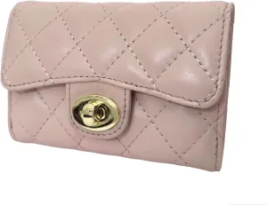 Luxury Quilted Leather Card Holder Wallet Credit Card Holder Wallet Small Wallet Compact Wallet Coin Purse Business Card Holder Gift for Women Gift for Girl (Beige)