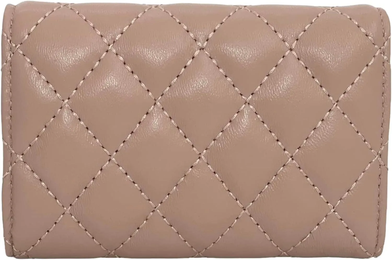 Luxury Quilted Leather Card Holder Wallet Credit Card Holder Wallet Small Wallet Compact Wallet Coin Purse Business Card Holder Gift for Women Gift for Girl (Beige)