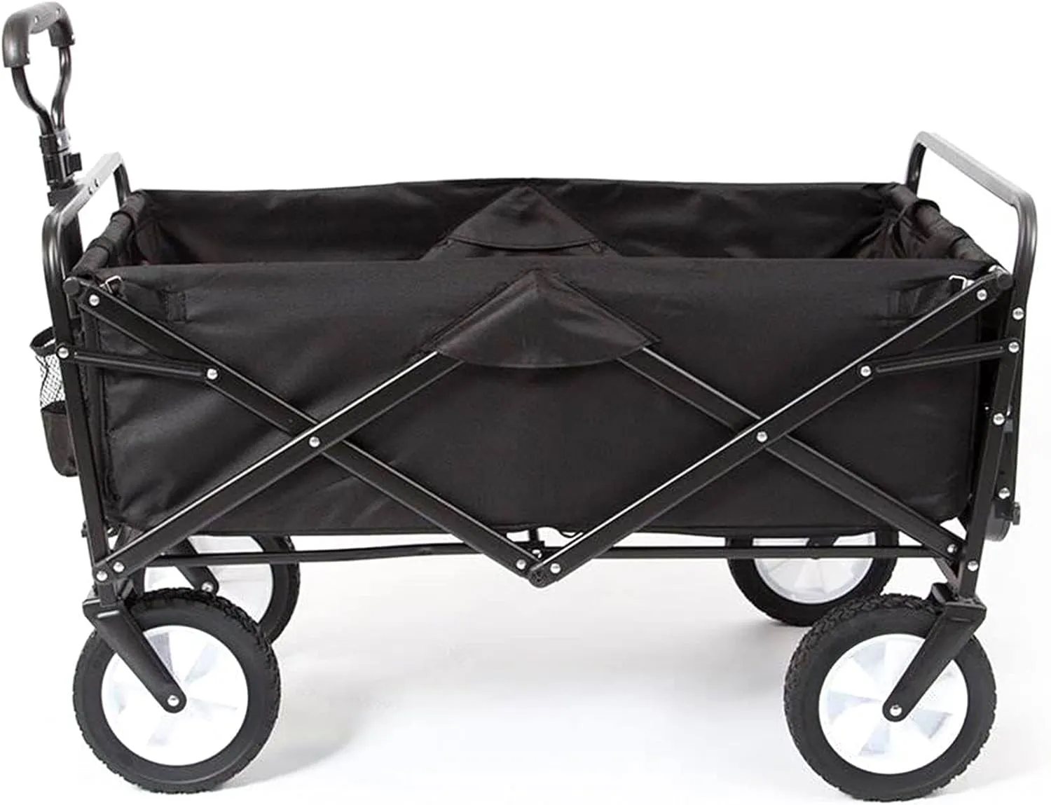 MacSports Collapsible Outdoor Utility Wagon with Folding Table and Drink Holders, Black