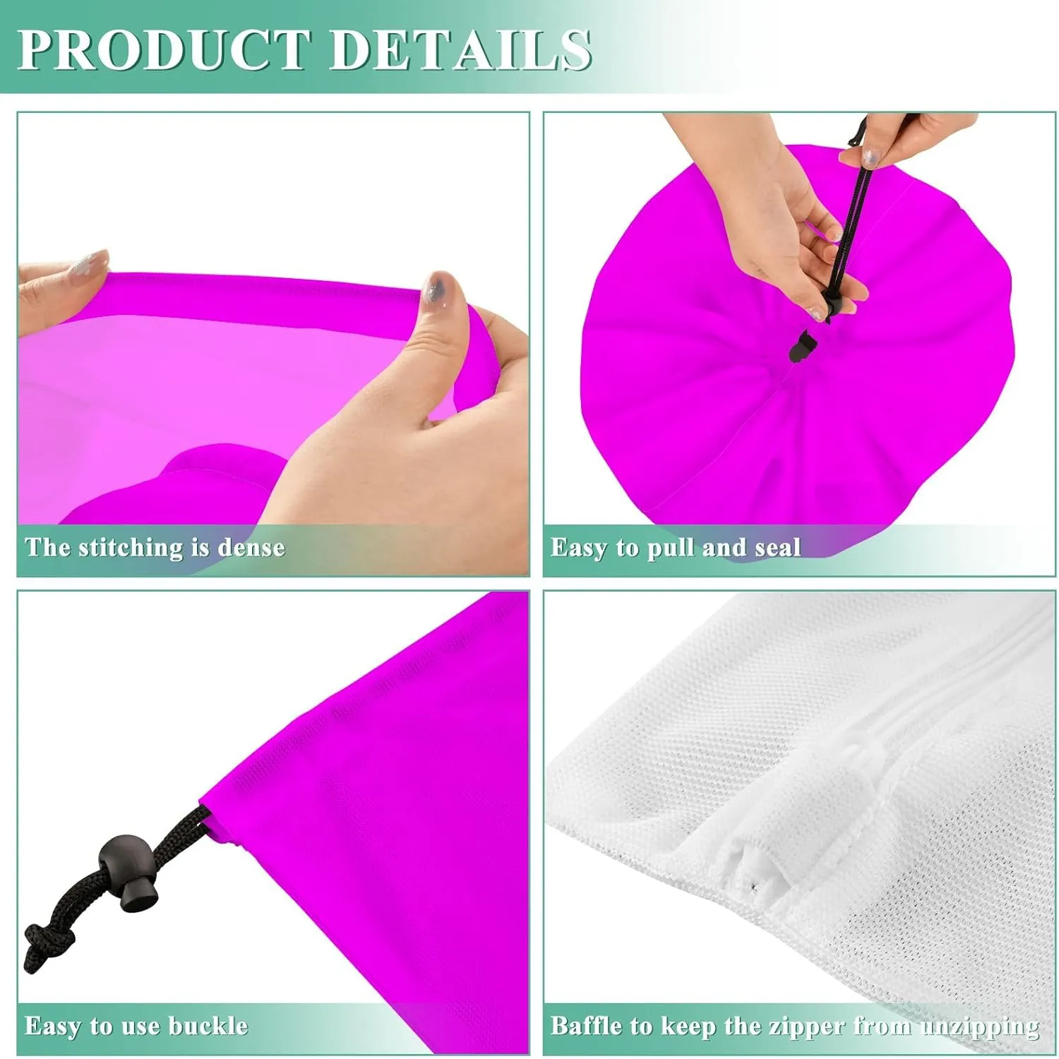 Magenta Fuchsia Sock Washing Bags for Laundry, Mesh Storage Bags, Mesh Lingerie Bags for Washing Delicates