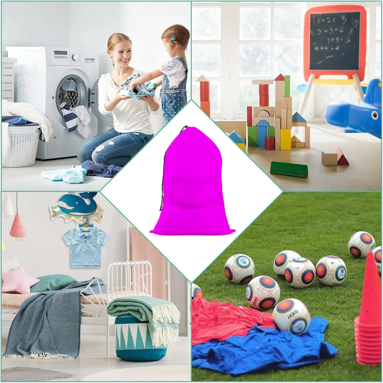 Magenta Fuchsia Sock Washing Bags for Laundry, Mesh Storage Bags, Mesh Lingerie Bags for Washing Delicates