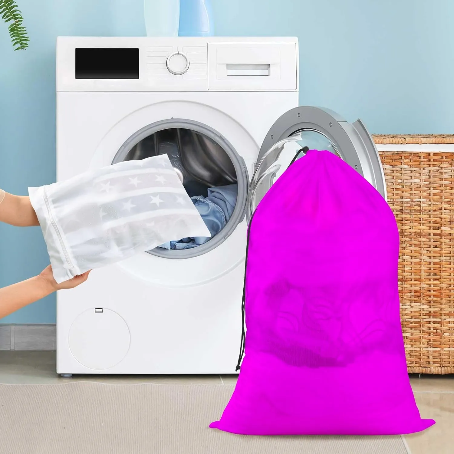 Magenta Fuchsia Sock Washing Bags for Laundry, Mesh Storage Bags, Mesh Lingerie Bags for Washing Delicates