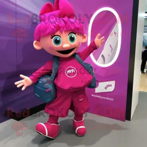 Magenta Momentum mascot costume character dressed with a Playsuit and Handbags, Large