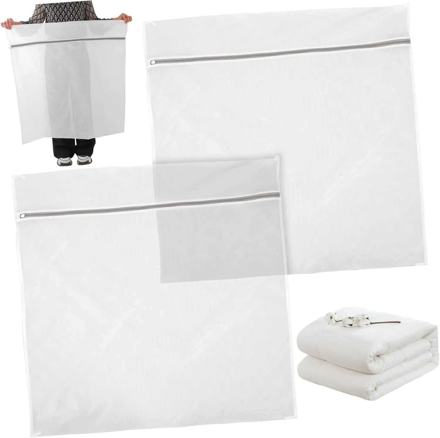 MAGICLULU 2 Pcs Extra Large Mesh Laundry Bags Wash Bags for Bedding Garments for Washing Machine for Travel Camping