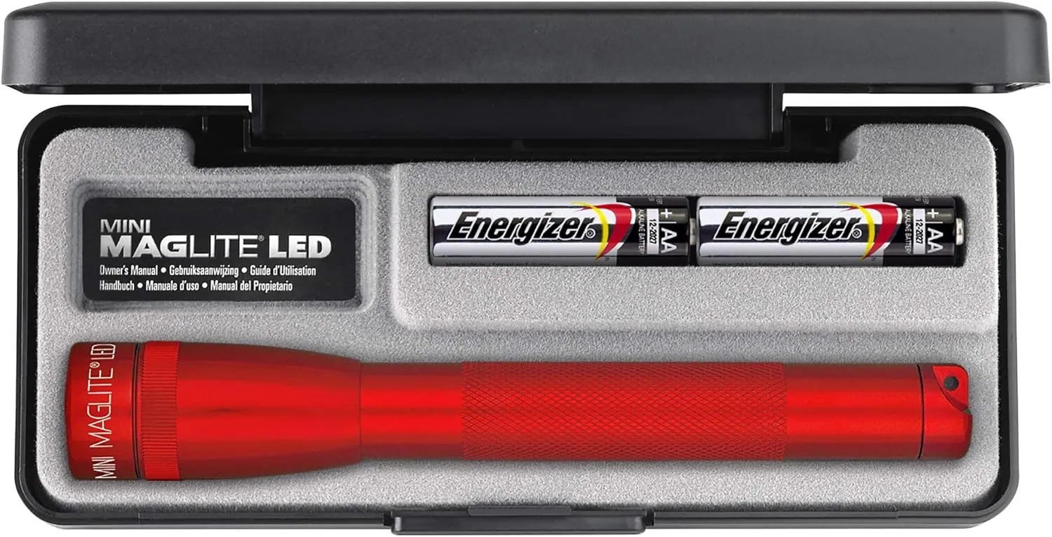 Maglite Mini LED 2-Cell AA Flashlight in Presentation Box, Red