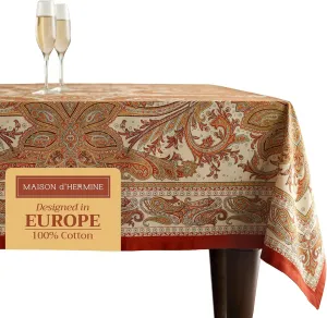 Maison d' Hermine 100% Cotton Table Cover - 60"x108" Rectangle Decorative Tablecloth - Washable Tablecloths for Dining, Home & Party - For Thanksgiving & Christmas - Kashmir Paisley Collection