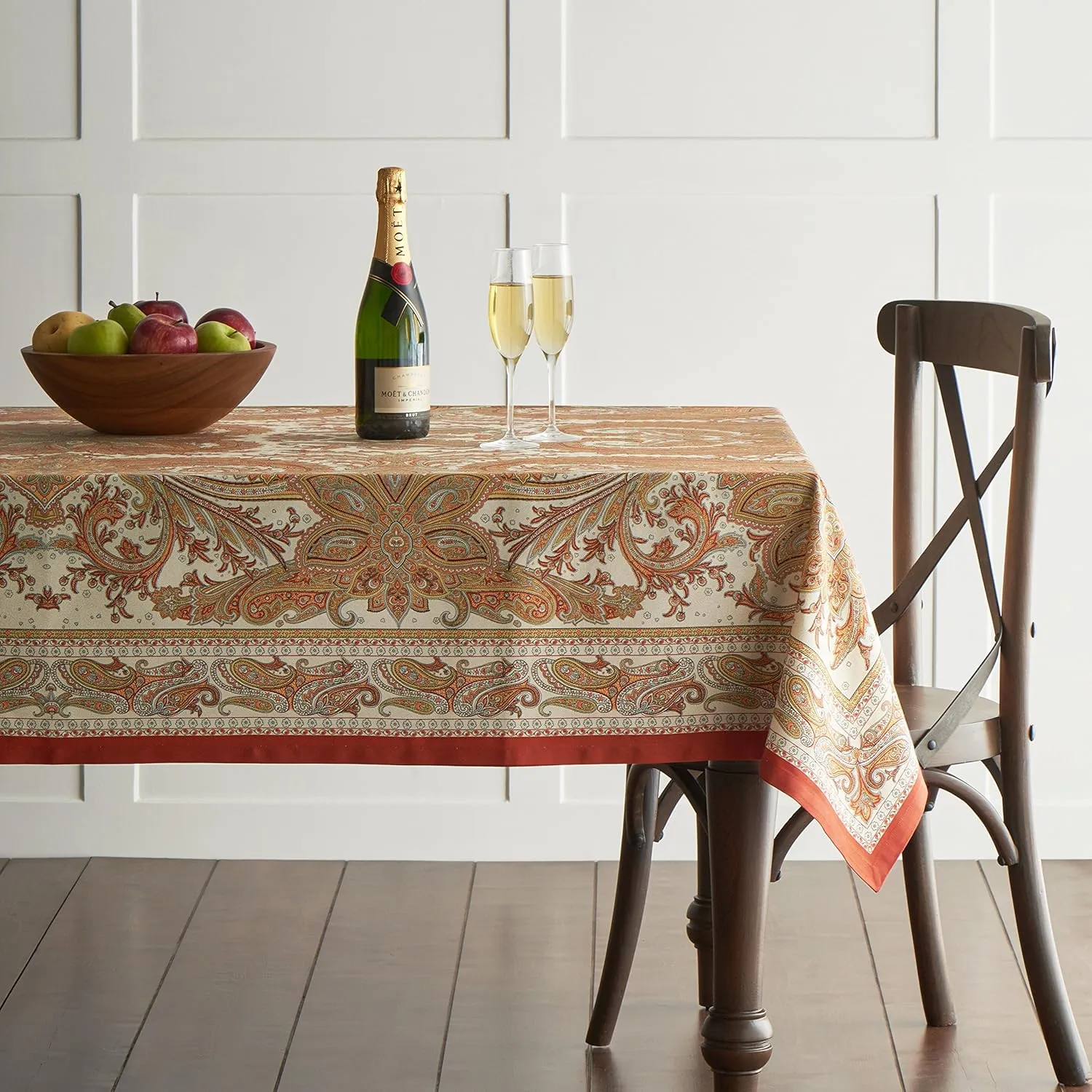 Maison d' Hermine 100% Cotton Table Cover - 60"x108" Rectangle Decorative Tablecloth - Washable Tablecloths for Dining, Home & Party - For Thanksgiving & Christmas - Kashmir Paisley Collection