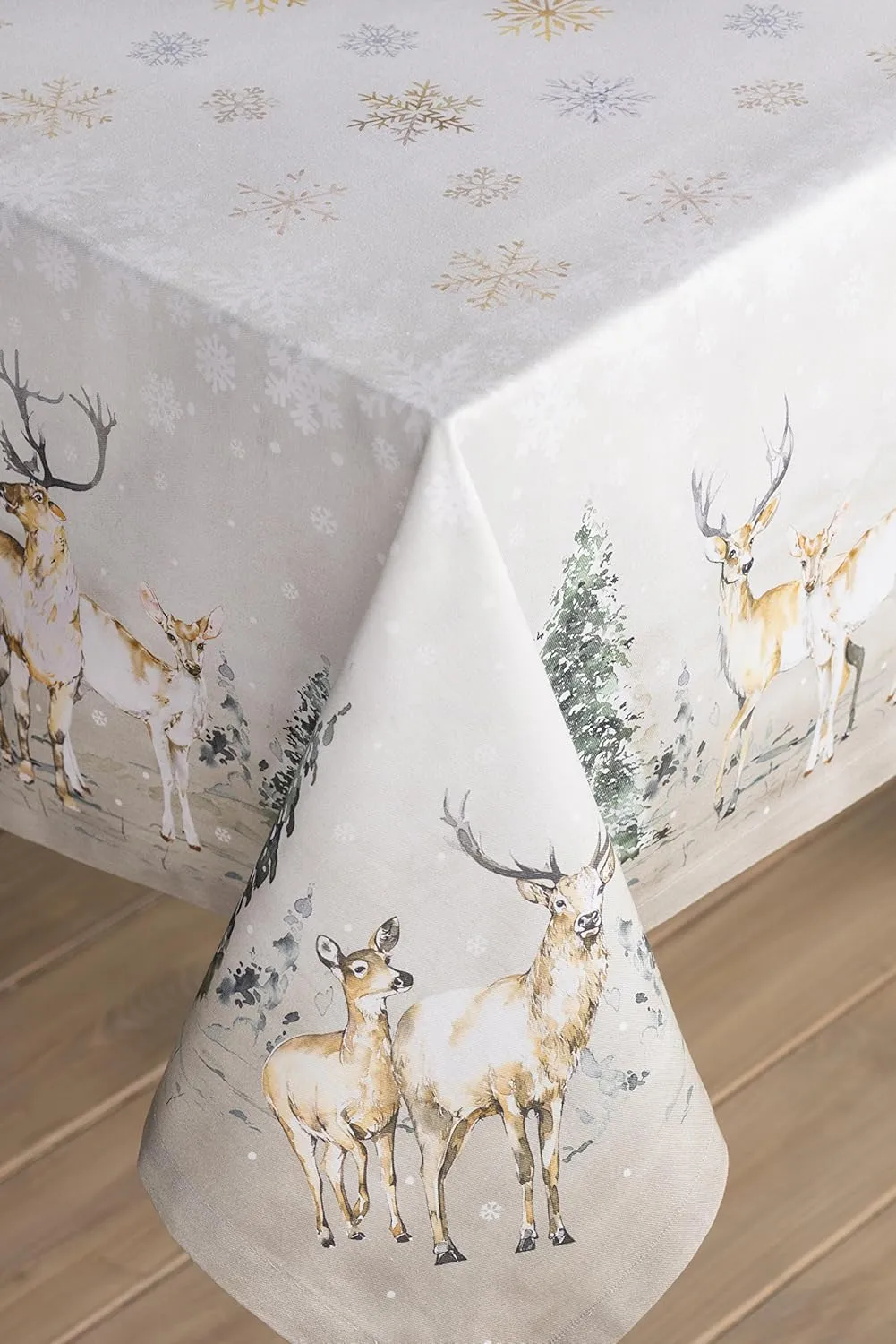 Maison d'Hermine Table Cloth Rectangle Table 100% Cotton Tablecloth for Dining Room, Farmhouse, Home, Hotel, Parties & Wedding - Gifts for Mothers Day (Deer in The Woods, 60" x 108")