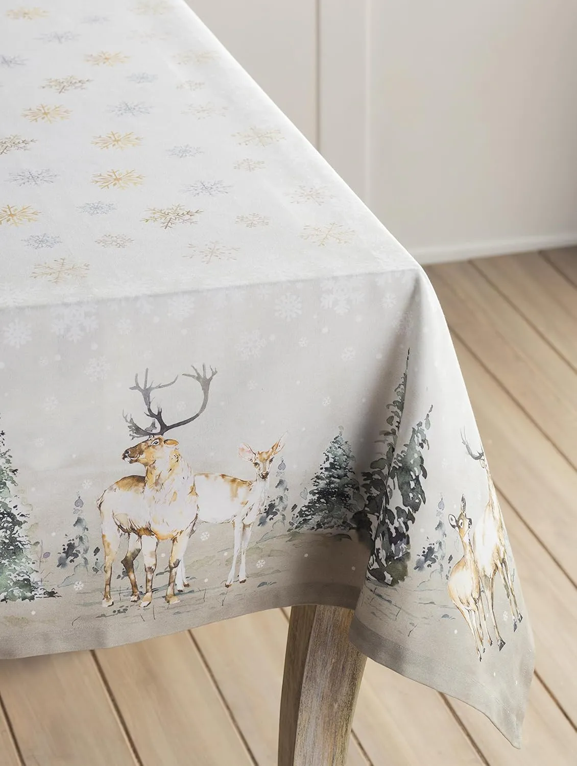 Maison d'Hermine Table Cloth Rectangle Table 100% Cotton Tablecloth for Dining Room, Farmhouse, Home, Hotel, Parties & Wedding - Gifts for Mothers Day (Deer in The Woods, 60" x 108")
