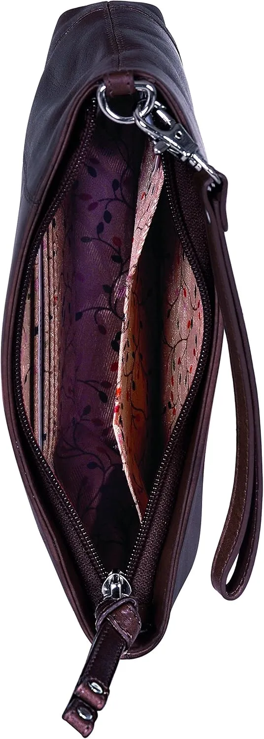 Mancini Ladies' Wristlet, RFID Secure Leather Wallet