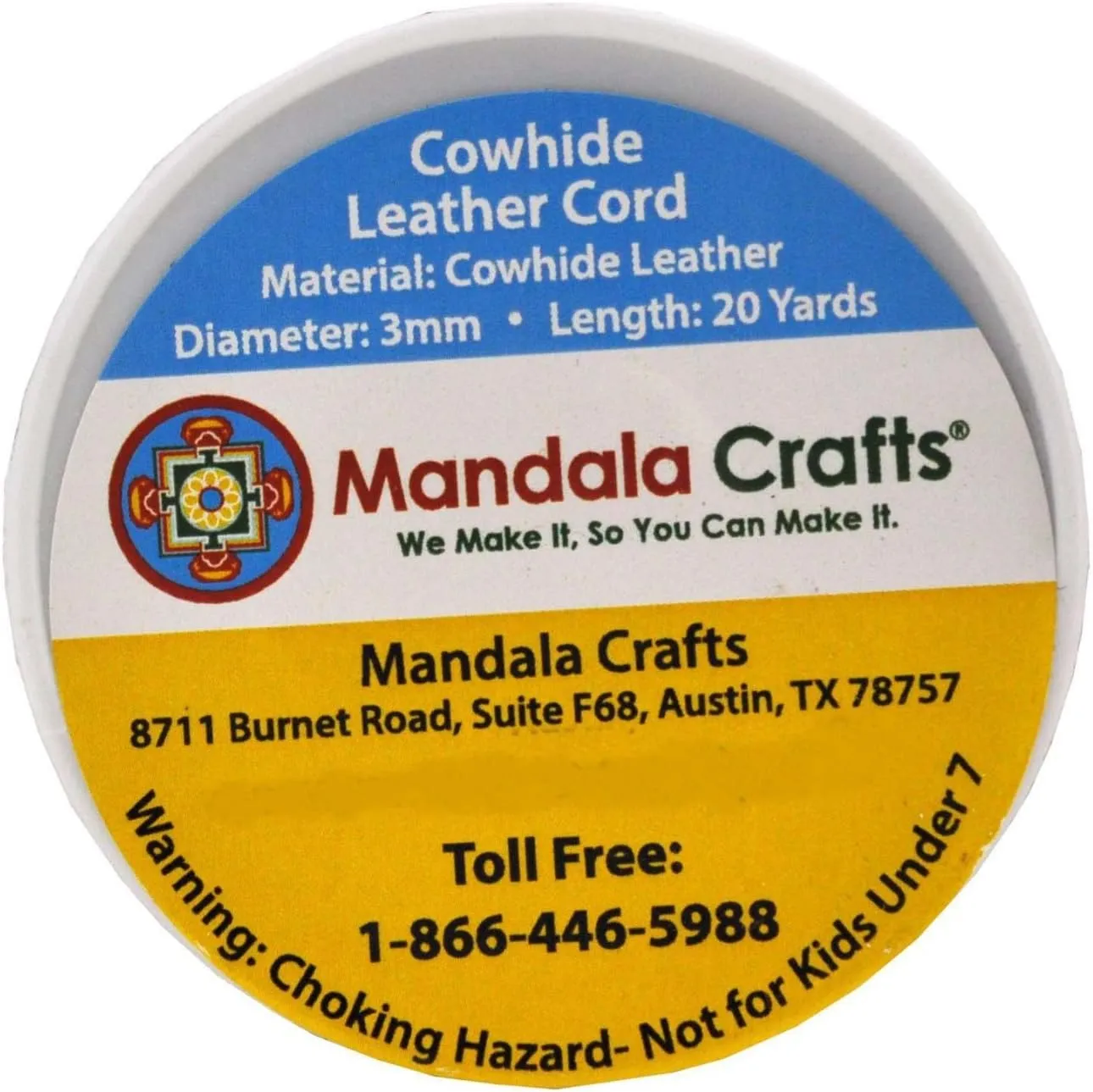 Mandala Crafts Round Cowhide Genuine Rust Leather Cord for Jewelry Making Kumihimo Leather Rope Spool - Rust Leather String Lace - 20 Yds 3mm Leather Cording