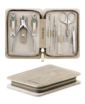 Manicure Set 8 in 1,Professional Pedicure kit,Stainless Steel Manicure Kit,Portable Travel Grooming Kit Nail Care Tools,Nail Clippers Pedicure Tools with Leather Travel Case (Brown)