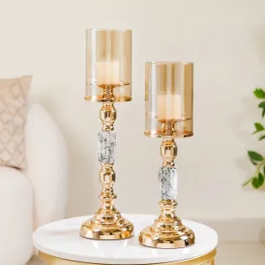 Marble Vintage Candle Holders Set Of 2