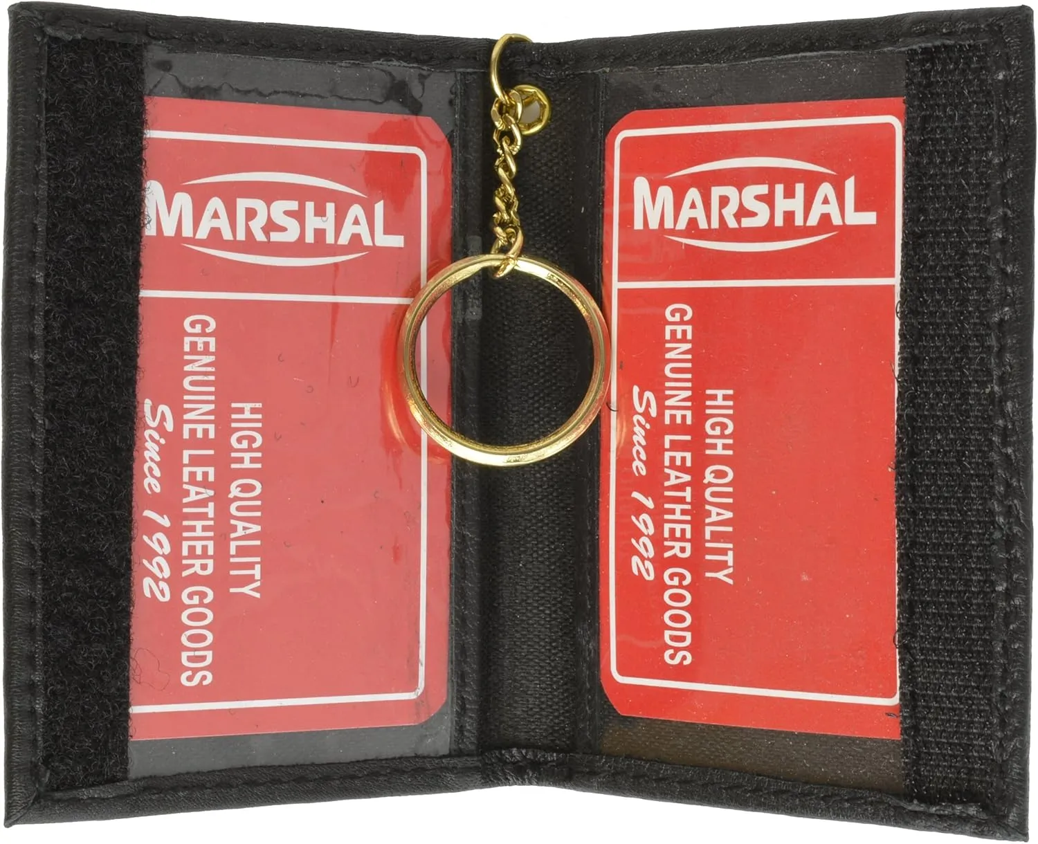 MARSHAL Genuine Lambskin Soft Leather Credit card Id Card Holder with Key Chain