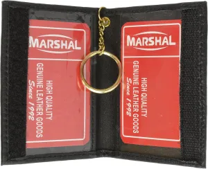 MARSHAL Genuine Lambskin Soft Leather Credit card Id Card Holder with Key Chain