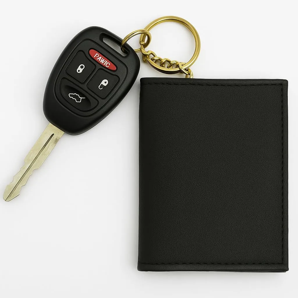 MARSHAL Genuine Lambskin Soft Leather Credit card Id Card Holder with Key Chain