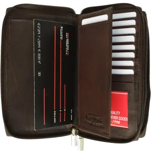 MARSHAL Genuine Leather Double Zipper Clutch Checkbook Wallet for Women #4575CF
