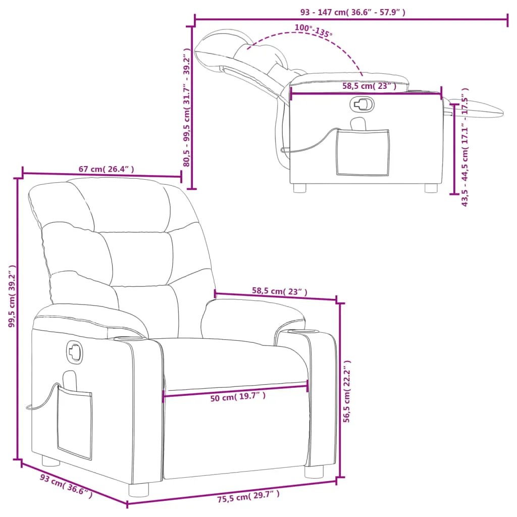 Massage Recliner Chair Black Faux Leather