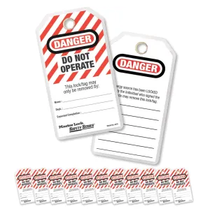 Master Lock 497A Lockout Tagout Tags, Laminated Do Not Operate, OSHA Compliant, 12 Pack