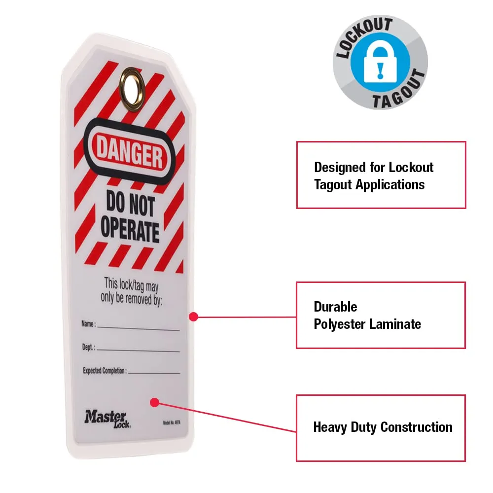 Master Lock 497A Lockout Tagout Tags, Laminated Do Not Operate, OSHA Compliant, 12 Pack