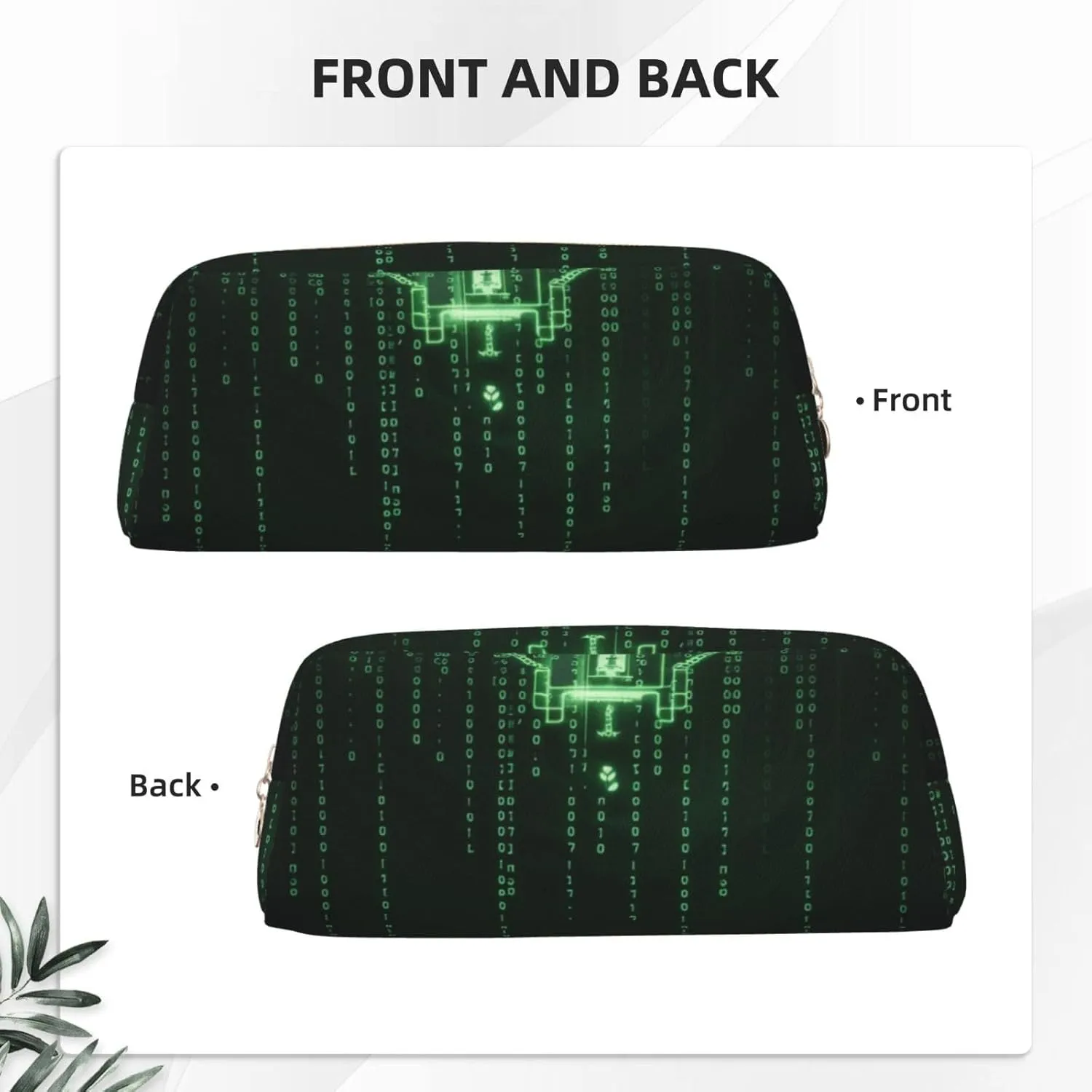 Matrix Code Digital Art Print Pencil Case, Pencil Pouch with Zipper, Portable Stationery Organizer pencil bag - Office Travel