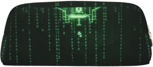 Matrix Code Digital Art Print Pencil Case, Pencil Pouch with Zipper, Portable Stationery Organizer pencil bag - Office Travel