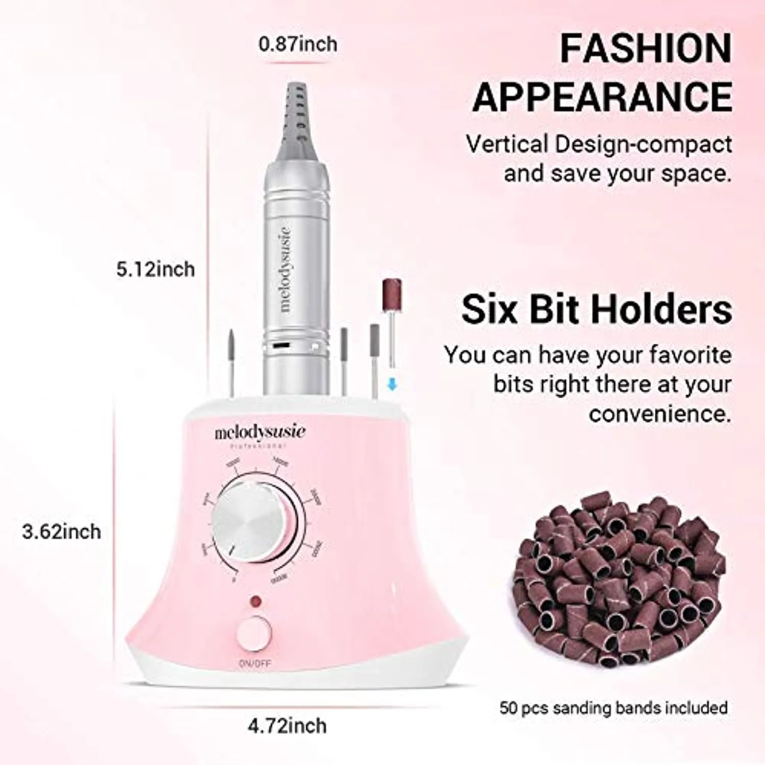 MelodySusie 30000 rpm Professional Nail Drill-Scarlet, High Speed, Low Heat, Low Noise, Low Vibration, Portable Electric Efile Drill for Shaping, Buffing, Removing Acrylic Nails, Gel Nails