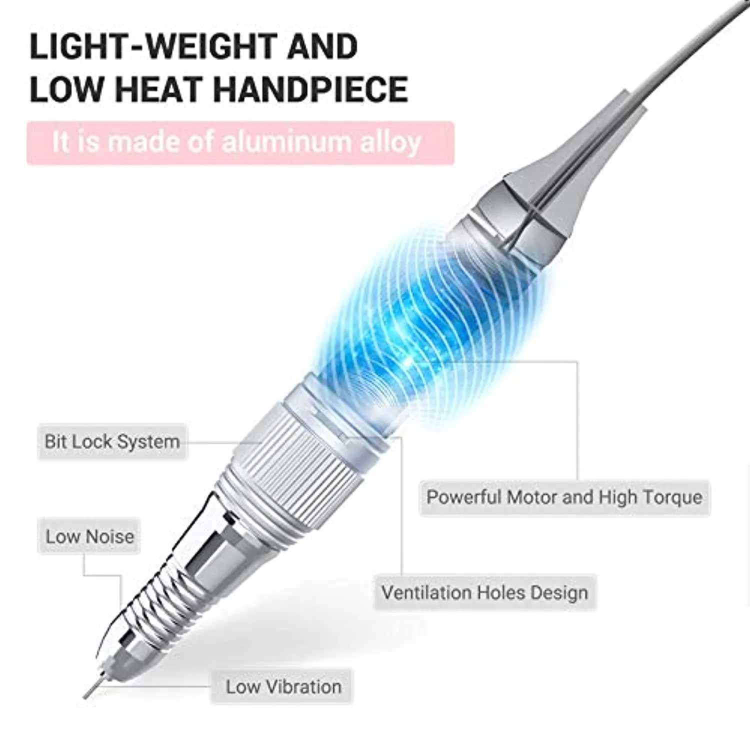 MelodySusie 30000 rpm Professional Nail Drill-Scarlet, High Speed, Low Heat, Low Noise, Low Vibration, Portable Electric Efile Drill for Shaping, Buffing, Removing Acrylic Nails, Gel Nails