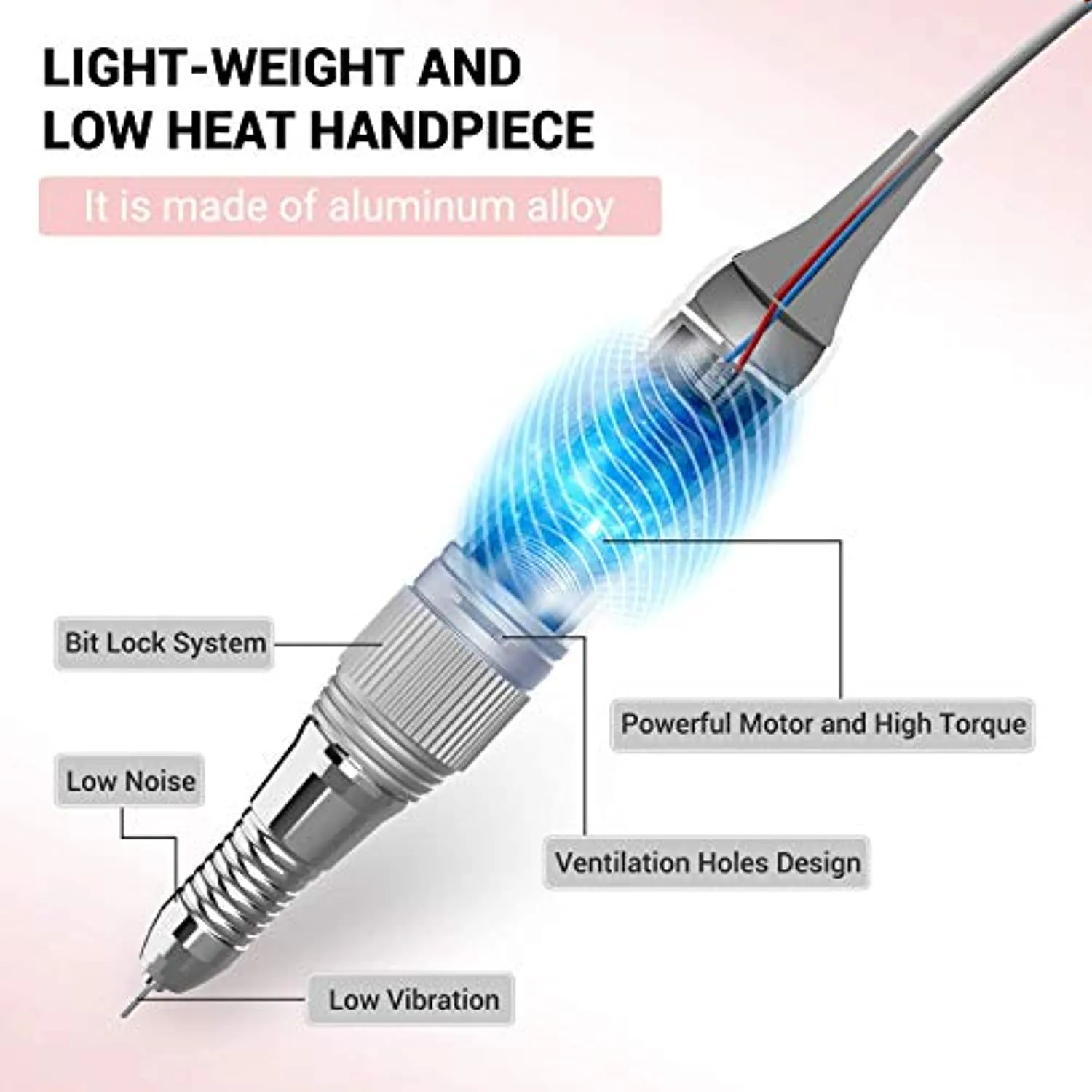 MelodySusie 30000 rpm Professional Nail Drill-Scarlet with Nail Dust Collector, High Speed, Low Heat, Low Noise, Low Vibration, Portable Electric Efile Drill Nail Vacuum for Removing Acrylic Nails