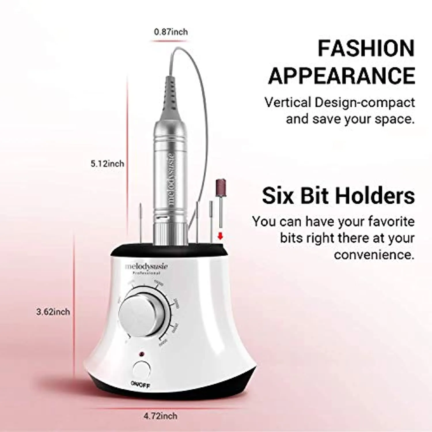 MelodySusie 30000 rpm Professional Nail Drill-Scarlet with Nail Dust Collector, High Speed, Low Heat, Low Noise, Low Vibration, Portable Electric Efile Drill Nail Vacuum for Removing Acrylic Nails