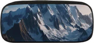 Melting Snow Mountain Large Pencil Bag Waterproof Cute Pen Case Travel Cosmetic Leather Makeup Bag Organizer Pen Holder for Men Women