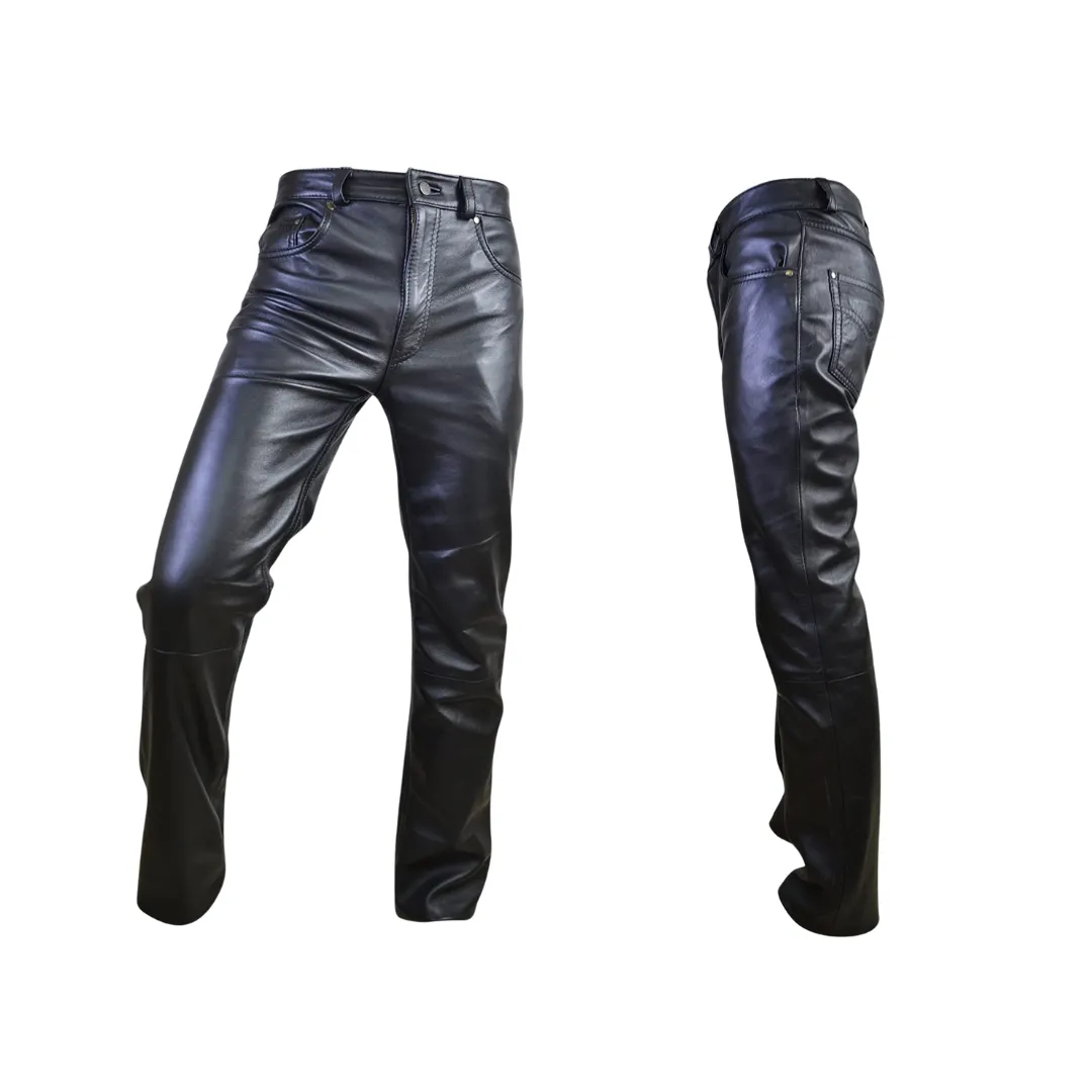 Men 5 Pocket Motorcycle Leather Pants