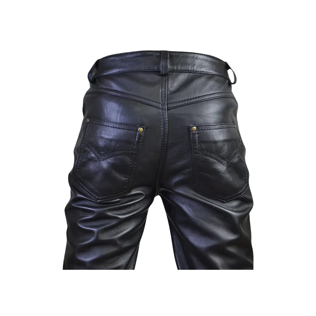 Men 5 Pocket Motorcycle Leather Pants