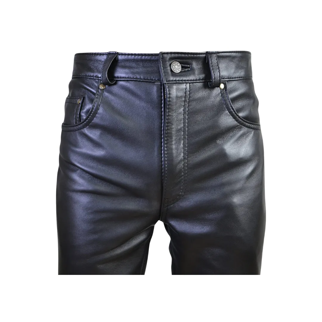 Men 5 Pocket Motorcycle Leather Pants