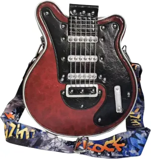 Men and Women Guitar Shaped Crossbody Shoulder Bag PU Leather Unique Novelty Guitar Purse