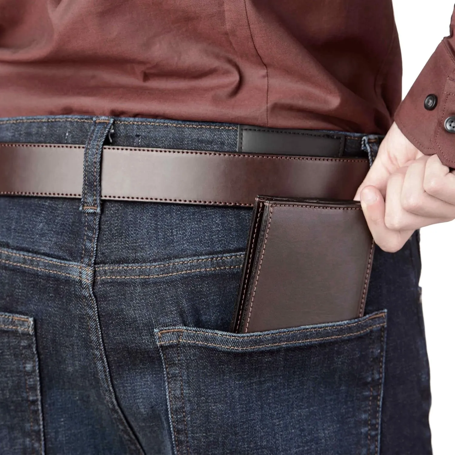 Mens Bifold Wallet Case, 8 Credit Card Holder Slots, Full Grain Bridle Genuine Leather, Made in USA, Brown
