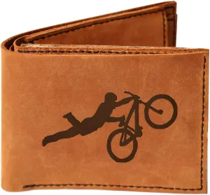 Men's Bmx And Mtb Rider -2 Handmade Genuine Leather Flipup Window Wallet MHLT_06