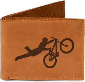 Men's Bmx And Mtb Rider -2 Handmade Genuine Pull-up Leather Wallet MHLT_03