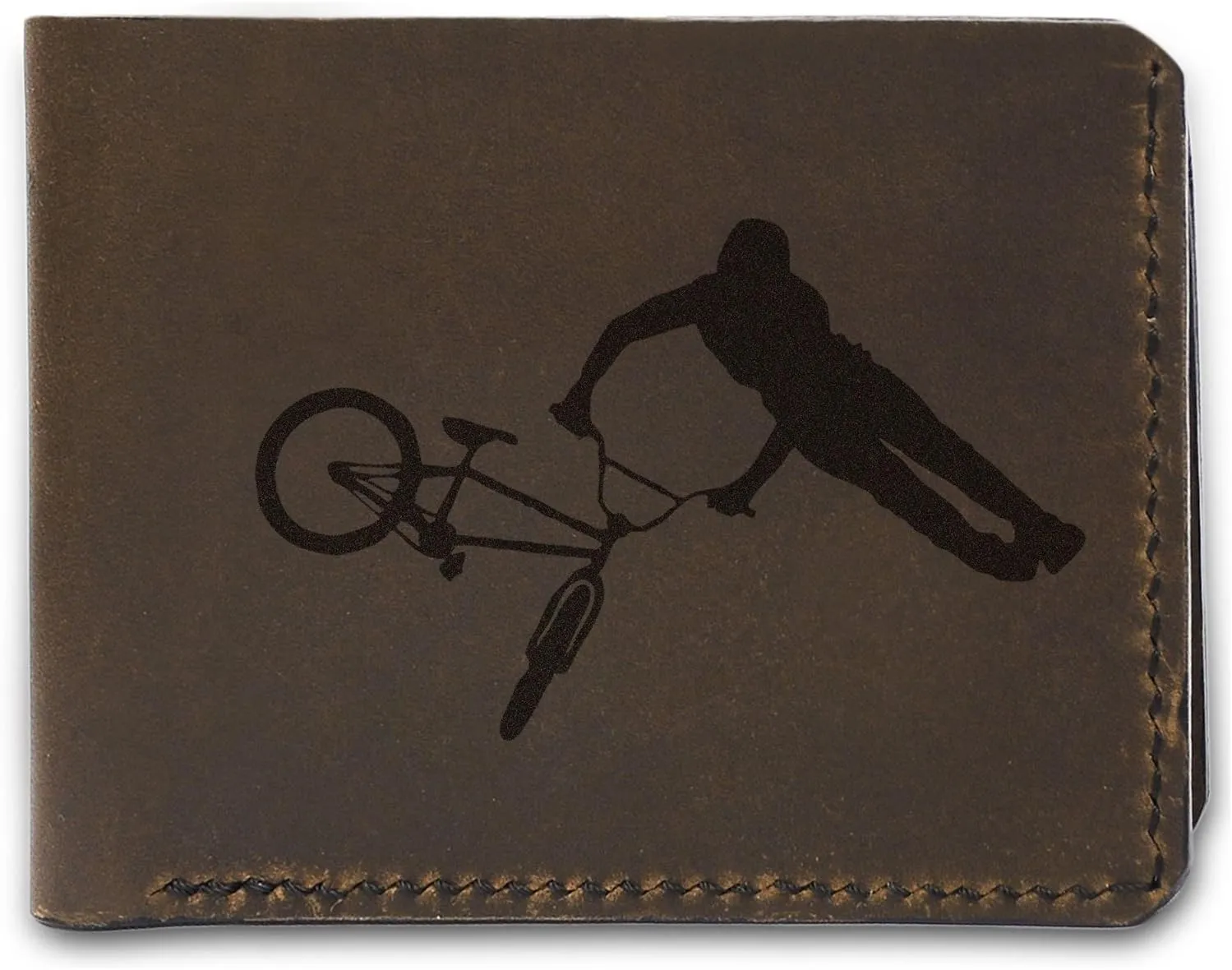 Men's Bmx And Mtb Riders Handmade Natural Leather Flipup Window Wallet MHLT_06