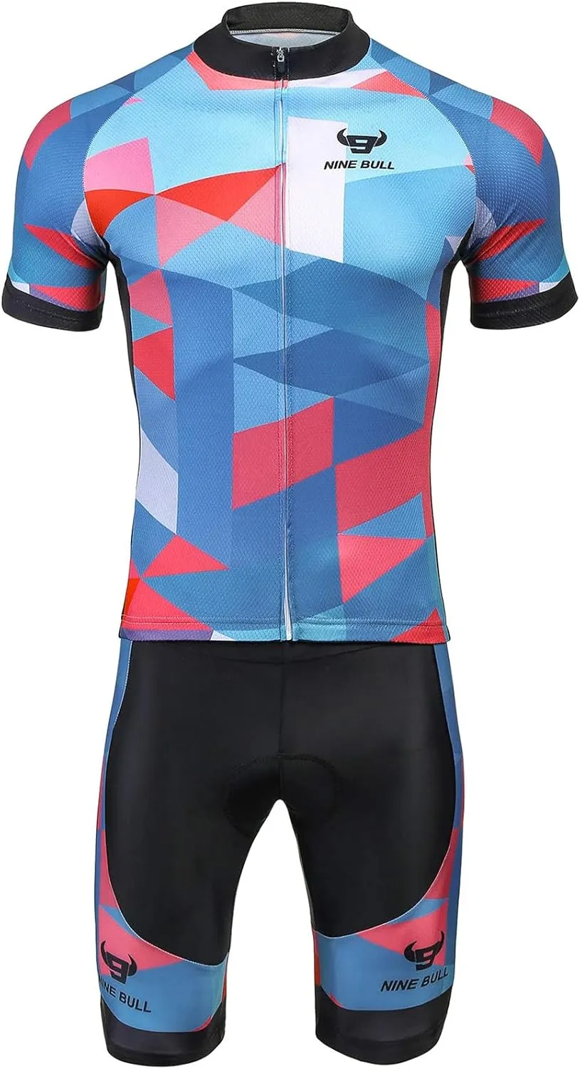 Men's Cycling Jersey Set - Reflective Quick-Dry Biking Shirt and 3D Padded Cycling Bike Shorts