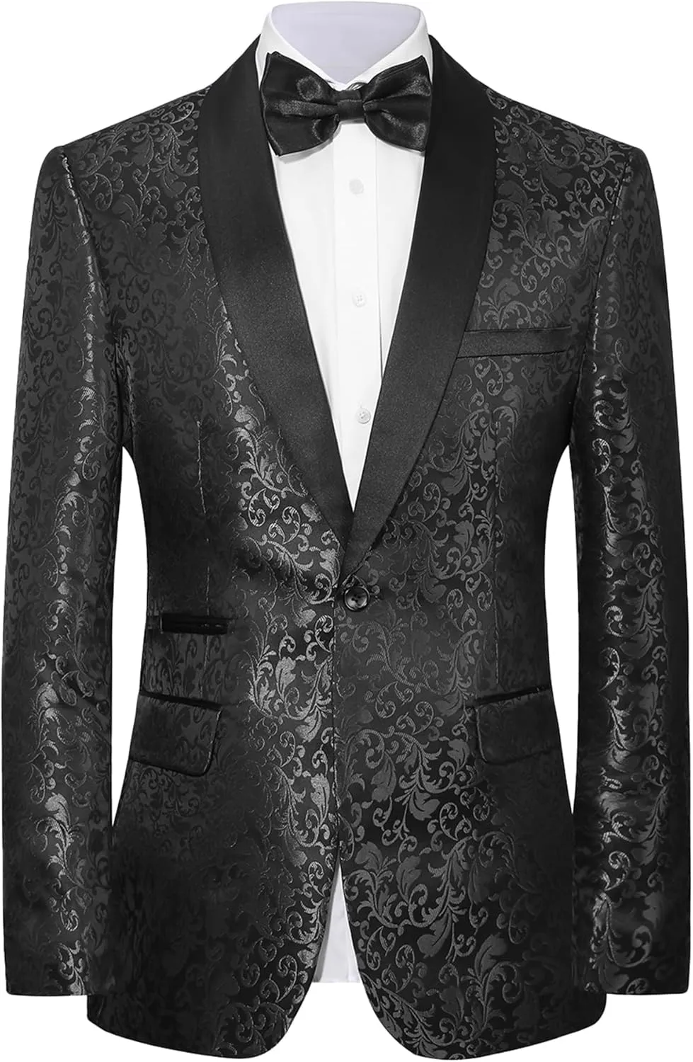 Men's Floral Dinner Party Prom Wedding Stylish Tuxedo Suits for Men One Button Dinner Jacket Pants Set