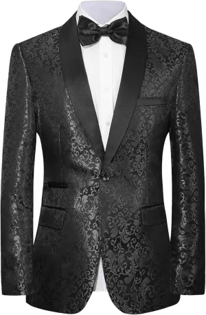 Men's Floral Dinner Party Prom Wedding Stylish Tuxedo Suits for Men One Button Dinner Jacket Pants Set