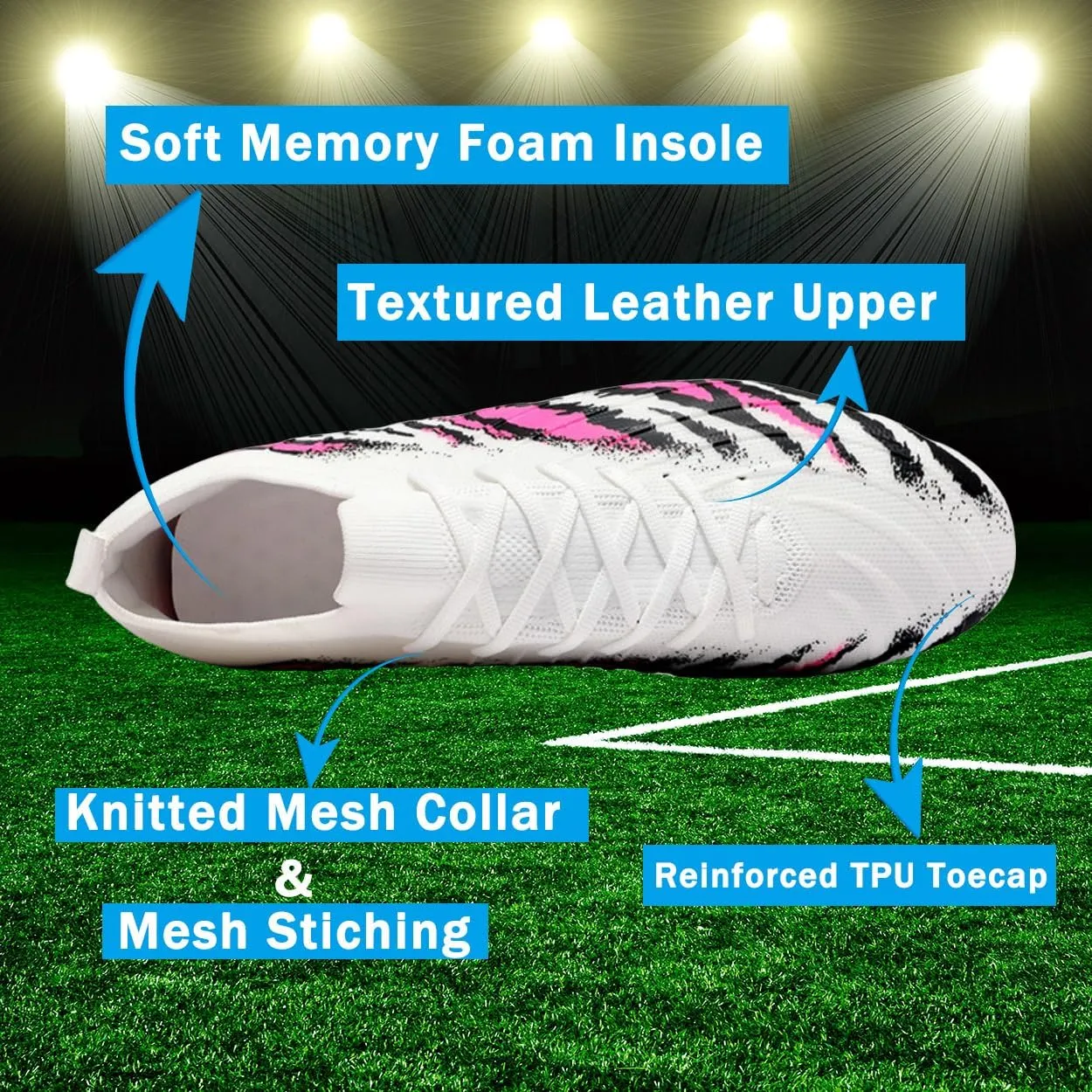 Mens Football Cleats Soccer Shoes: Turf Grip Design for Daily Training Game Day for Mens Womens